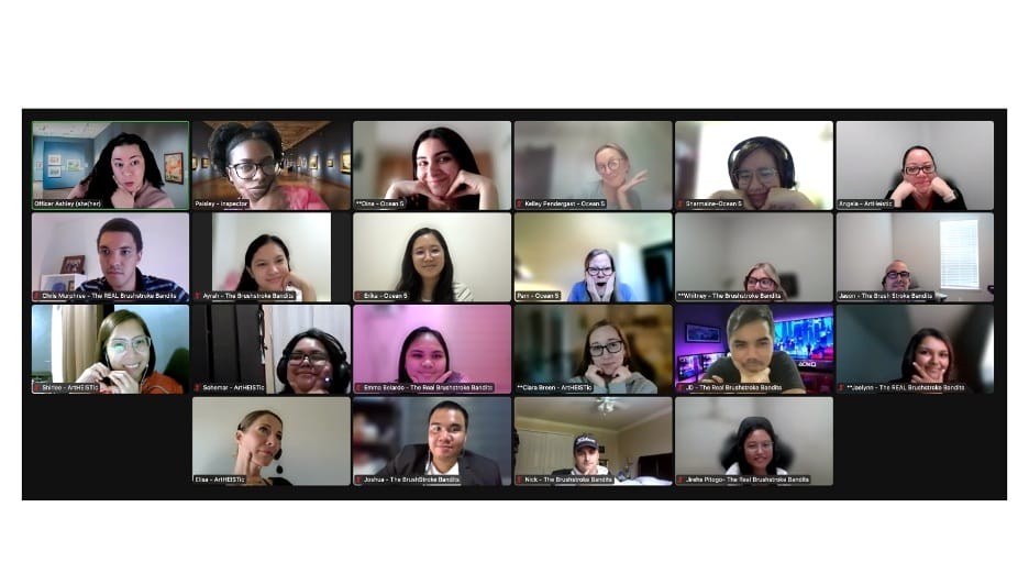 ECOM CPA team members on a video call during a virtual team-building event
